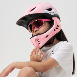Rockbros TT-32001 Rabbit Children's Bike Helmet with Detachable Chin Size S (48-52) - Pink - Image 2
