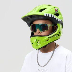 Rockbros TT-32003 Shark Children's Bike Helmet with Detachable Jaw Size S (48-52) - Green - Image 2