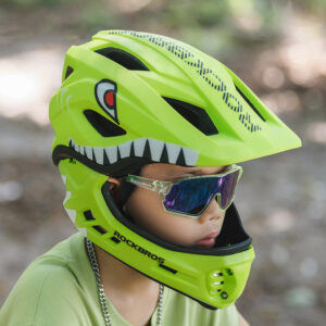 Rockbros TT-32003 Shark Children's Bike Helmet with Detachable Jaw Size S (48-52) - Green - Image 5