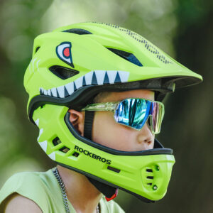 Rockbros TT-32003 Shark Children's Bike Helmet with Detachable Jaw Size S (48-52) - Green - Image 8