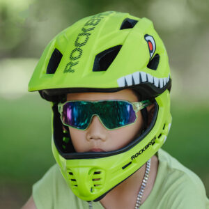 Rockbros TT-32004 Shark Children's Bike Helmet with Detachable Jaw Size M (54-58) - Green - Image 7