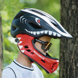 Rockbros TT-32006 Shark Children's Bike Helmet with Detachable Jaw Size S (48-52) - Black - Image 2