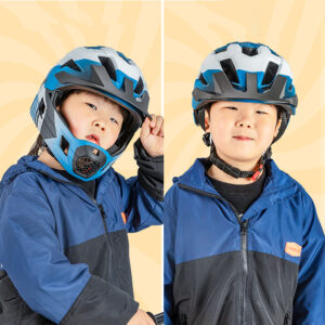 Rockbros TS-61 10110061002 Children's Bike Helmet with Detachable Chin Size M (54-57) - Blue - Image 2