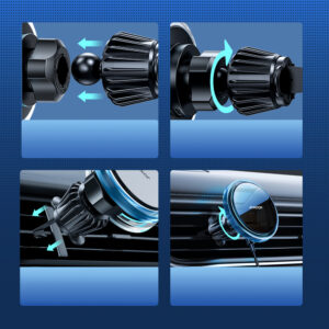 Joyroom car phone holder with Qi 15W inductive charger (MagSafe compatible) for air vent, silver (JR-ZS291) - Image 3