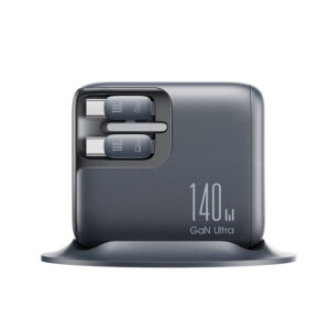 Joyroom Podix JR-TRD01 GaN 140W Desktop Charger with 5 Ports and Dual Retractable Cables - Gray - Image 3