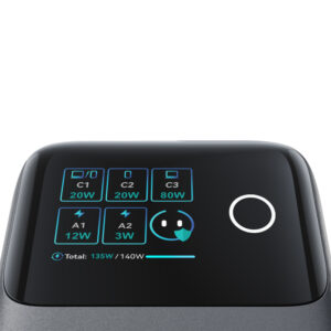 Joyroom Podix JR-TRD01 GaN 140W Desktop Charger with 5 Ports and Dual Retractable Cables - Gray - Image 4