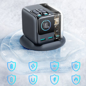 Joyroom Podix JR-TRD01 GaN 140W Desktop Charger with 5 Ports and Dual Retractable Cables - Gray - Image 8