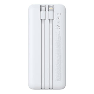 Powerbank Baseus Lipow 10000mAh 22,5W z dwoma wbudowanymi kablami (z kablem Baseus Simple USB-A - USB-C 3A 20cm) - biały - Image 3