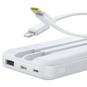 Powerbank Baseus Lipow 10000mAh 22,5W z dwoma wbudowanymi kablami (z kablem Baseus Simple USB-A - USB-C 3A 20cm) - biały - Image 5