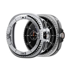 Spigen Bezel Tune Pro Pilot Cover for Samsung Galaxy Watch 8 Classic 46mm - sidabro spalvos