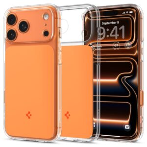 Spigen Thin Fit MagSafe dėklas skirtas Apple iPhone 17 Pro Max - Clear oranžinės spalvos