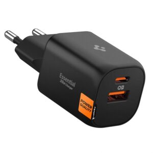 Spigen Essential EE352EU USB-C / USB-A 35W Wall Charger - juodos spalvos