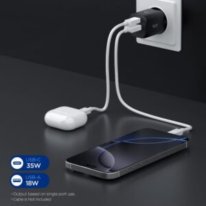 Spigen Essential EE352EU USB-C / USB-A 35W Wall Charger - juodos spalvos - Image 4
