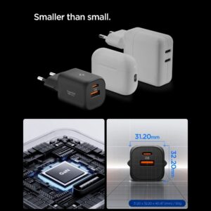 Spigen Essential EE352EU USB-C / USB-A 35W Wall Charger - juodos spalvos - Image 9