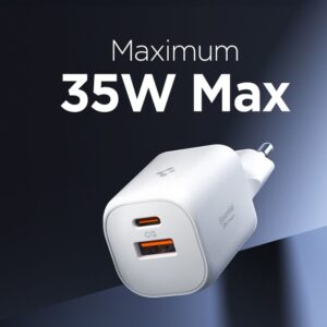 Spigen Essential EE352EU USB-C / USB-A 35W Wall Charger - baltos spalvos - Image 5