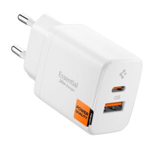 Spigen Essential EE202EU 20W Wall Charger - baltos spalvos