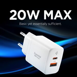 Spigen Essential EE202EU 20W Wall Charger - baltos spalvos - Image 5