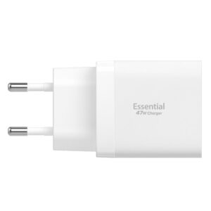 Spigen Essential EE472EU 2-port USC-C 47W wall charger - baltos spalvos - Image 3