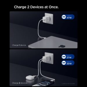 Spigen Essential EE472EU 2-port USC-C 47W wall charger - baltos spalvos - Image 5