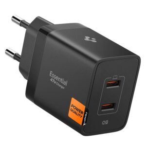 Spigen Essential EE472EU 2-port USC-C 47W wall charger - juodos spalvos