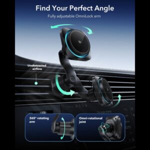 ESR OmniLock Qi2.2 Magnetic MagSafe Car Air Vent Mount - juodos spalvos - Image 6