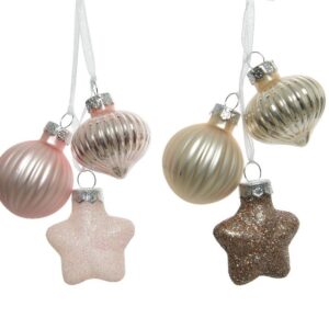 Stikliniai eglutės žaisliukai DECORIS 121036, 4 cm, 3 vnt.