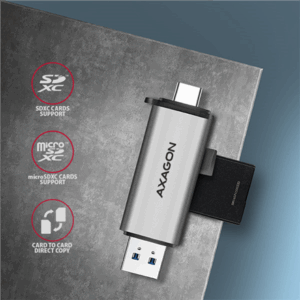 AXAGON CRE-SAC card reader, USB 3.2 Gen1 Type C + Type A, SD, microSD - Image 6