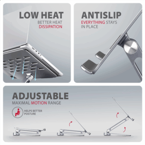 AXAGON HMC-STND Stand for Laptops and Tablets, USB-C Hub - silver - Image 10