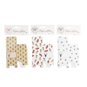 KALĖDINĖS DOVANŲ DĖŽUTĖS; 8 vnt.; 6 DIZAINŲ; 5X5X5 cm;455061