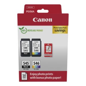 Canon PG-545 & CL-546 Ink Cartridge + Photo Paper Value Pack Rašalo Kasetės