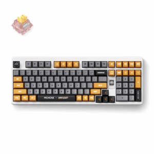 MCHOSE UT98 - US Layout - Silent Peach V3 - Retro Therapy (Baltai Pilka) Belaidė Žaidimų Klaviatūra - Image 1