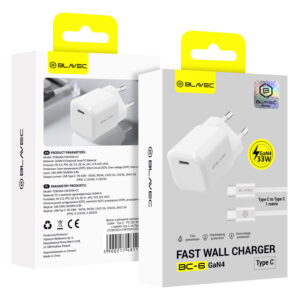 Blavec Wall charger BC-6 GaN4 - Type C - PD QC 33W 3A with Type C to Type C cable (TCBC6G4-CW333A+CC) white - Image 5