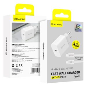 Blavec Wall charger BC-9 - Type C - PD 20W 3A with Type C to Type C cable (TCBC9-CW203A+CC) white - Image 8