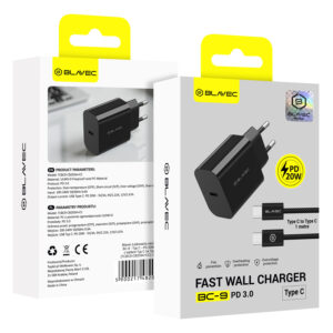 Blavec Wall charger BC-9 - Type C - PD 20W 3A with Type C to Type C cable (TCBC9-CB203A+CC) juodos spalvos - Image 8