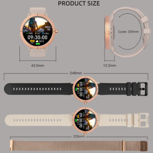 Blavec išmanusis laikrodis W-20 Solea HD AMOLED GPS Voice Call (SWW20-RG) rose gold + 2 bands - Image 8