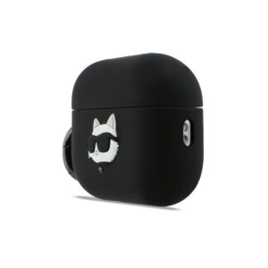 Karl Lagerfeld 3D Logo NFT Choupette Head Silicone dėklas skirtas AirPods Pro 3 juodos spalvos