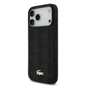 Lacoste PU Nomogramme Gold Logo MagSafe dėklas skirtas iPhone 17 Pro Max juodos spalvos - Image 1