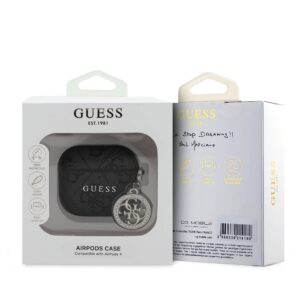 Guess 4G Script PC/PU Charm dėklas skirtas Apple AirPods 4 juodos spalvos - Image 2