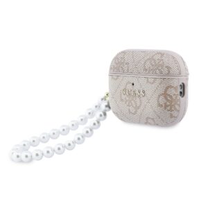 Guess PU 4G Classic Logo Pearl Strap dėklas skirtas Apple AirPods Pro 3 rožinės spalvos