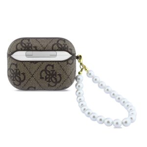 Guess PU 4G Classic Logo Pearl Strap dėklas skirtas Apple AirPods Pro 3 rudos spalvos - Image 2