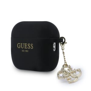 Guess 4G Charm Silicone dėklas skirtas Apple AirPods Pro 3 juodos spalvos