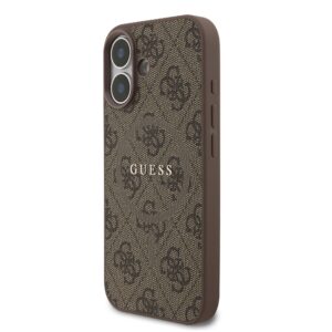 Guess PU Leather 4G Colored Ring MagSafe dėklas skirtas Apple iPhone 17 Brown