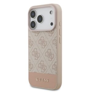 Guess PU 4G Stripe dėklas skirtas Apple iPhone 17 Pro Pink