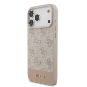 Guess PU 4G Stripe dėklas skirtas Apple iPhone 17 Pro Max Pink