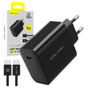 Blavec Wall charger BC-8 GaN4 - Type C - PD QC 65W 3A with Type C to Type C cable (TCBC8G4-CB653A+CC) juodos spalvos