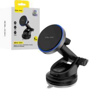 Blavec Car holder BHC-01A 15W magnetic with wirless charging to windshield and dashboard (BHC01A-MWIB) juodos spalvos