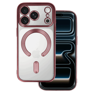 Metallic Magsafe dėklas skirtas Apple iPhone 17 Pro rožinės spalvos