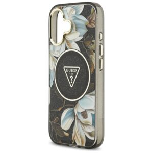 Guess IML Glitter Flowers Triangle MagSafe - dėklas skirtas Apple iPhone 17 black - Image 6