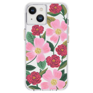 Rifle Paper Clear - Case decorated in gold for Apple iPhone 14 / Apple iPhone 13 Rose Garden - Image 1