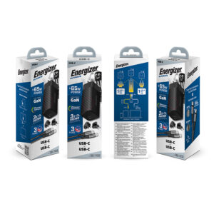 Energizer Ultimate - Multiplug EU / UK / US GaN USB-C & USB-A 65W PD mains įkroviklis + USB-C cable juodos spalvos - Image 5
